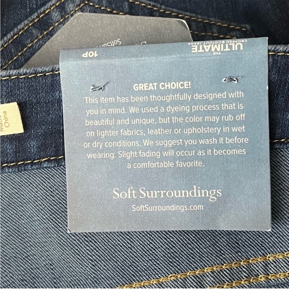 SOFT SURROUNDINGS NWT THE ULTIMATE CROPPED BOOTCUT JEANS RIPPLE BLUE WASH PETITE - Picture 9 of 16
